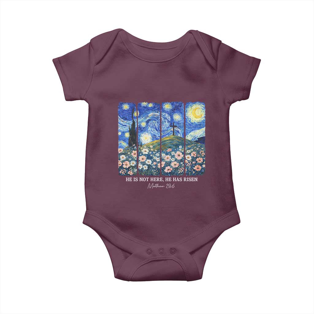 He is Risen Baby Onesie Christian Easter Starry Night Van Gogh TS14 Maroon Print Your Wear