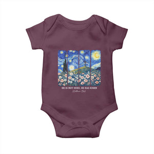 He is Risen Baby Onesie Christian Easter Starry Night Van Gogh TS14 Maroon Print Your Wear