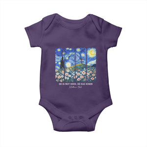 He is Risen Baby Onesie Christian Easter Starry Night Van Gogh TS14 Purple Print Your Wear