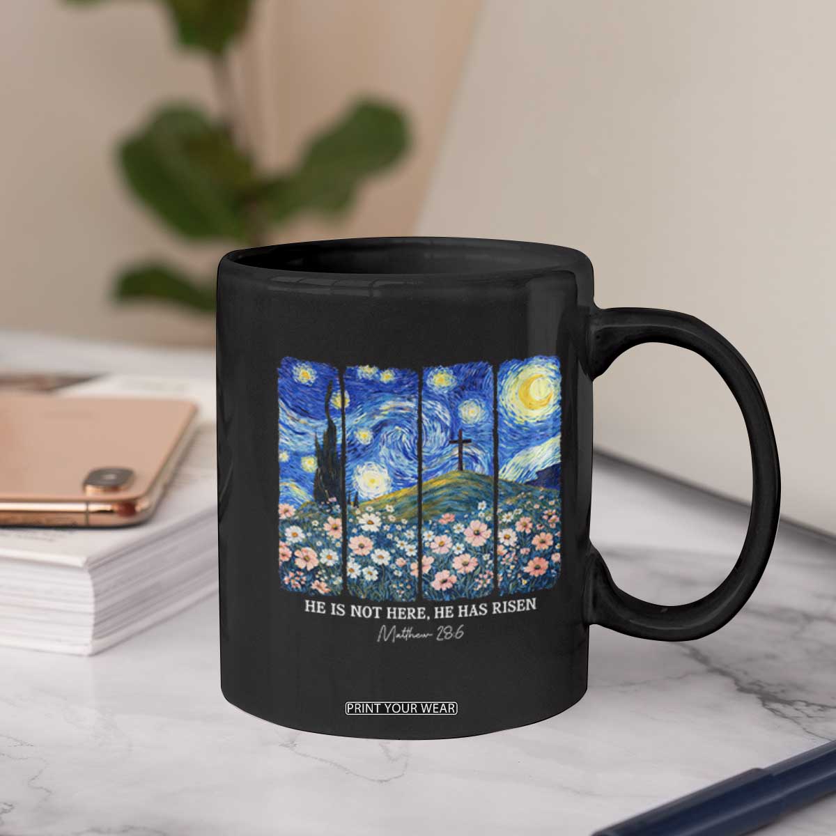 He is Risen Coffee Mug Christian Easter Starry Night Van Gogh TS14 Print Your Wear