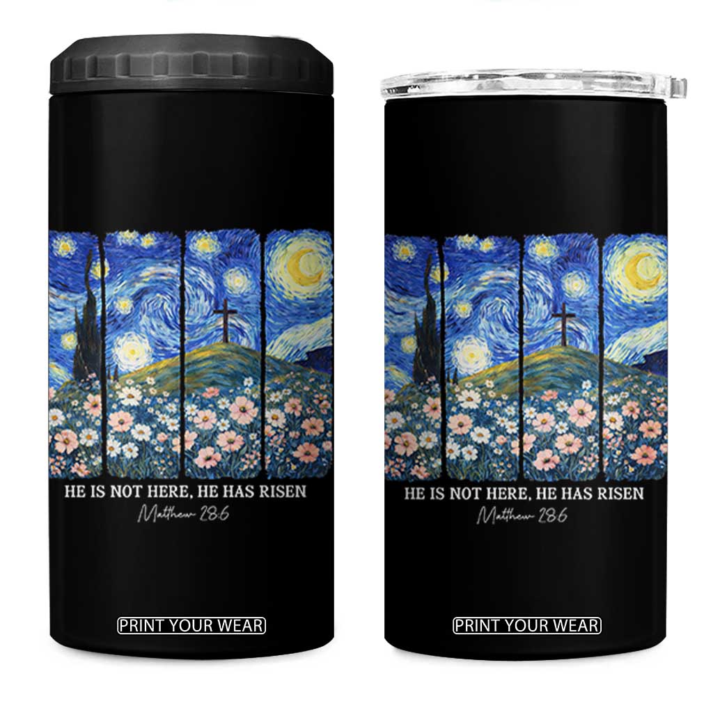 He is Risen 4 in 1 Can Cooler Tumbler Christian Easter Starry Night Van Gogh TS14 One Size: 16 oz Black Print Your Wear