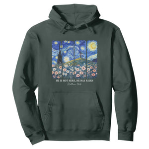He is Risen Hoodie Christian Easter Starry Night Van Gogh TS14 Dark Forest Green Print Your Wear