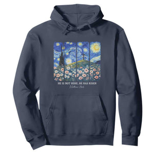 He is Risen Hoodie Christian Easter Starry Night Van Gogh TS14 Navy Print Your Wear