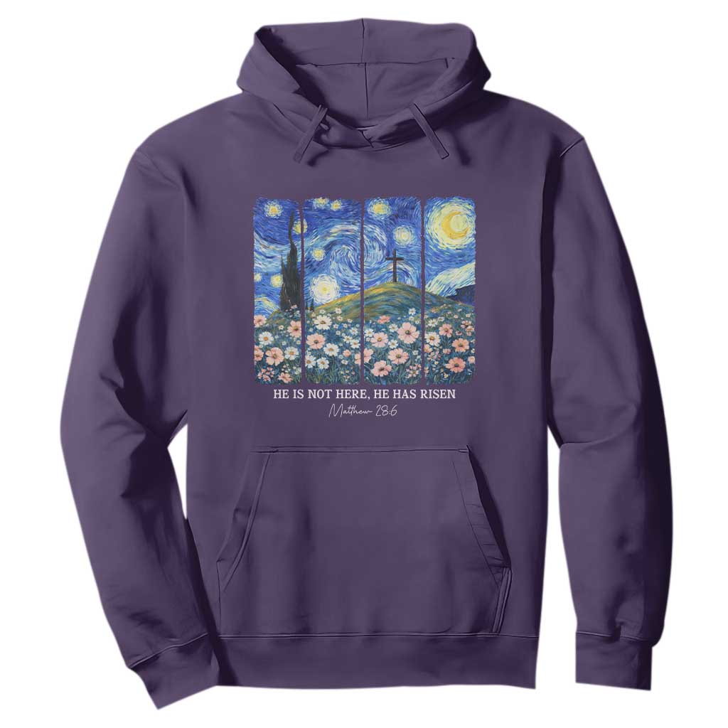 He is Risen Hoodie Christian Easter Starry Night Van Gogh TS14 Purple Print Your Wear