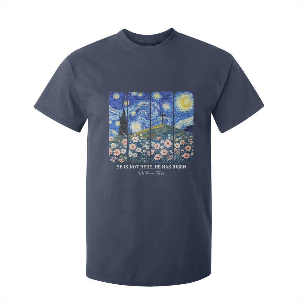 He is Risen T Shirt For Kid Christian Easter Starry Night Van Gogh TS14 Navy Print Your Wear