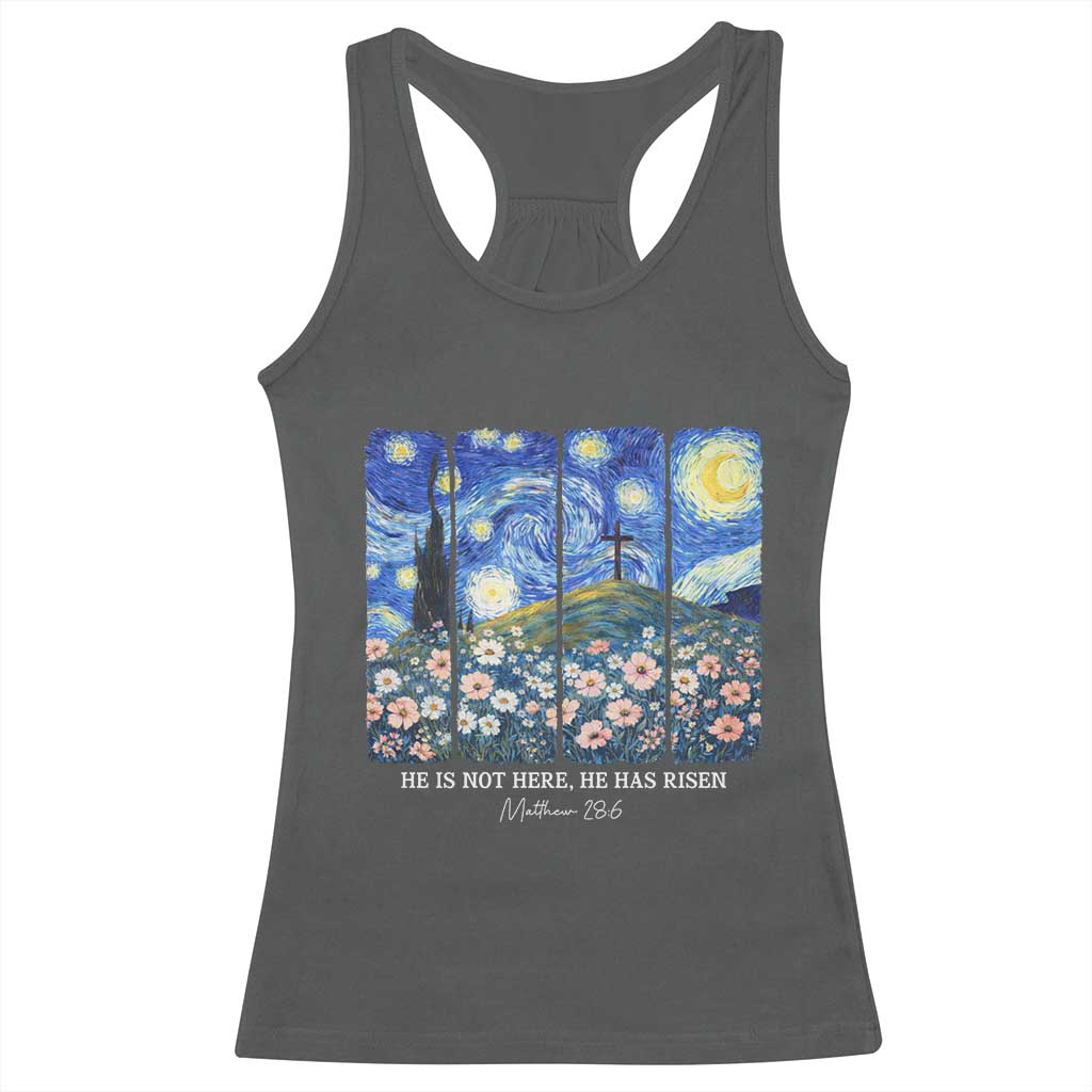 He is Risen Racerback Tank Top Christian Easter Starry Night Van Gogh TS14 Dark Heather Print Your Wear