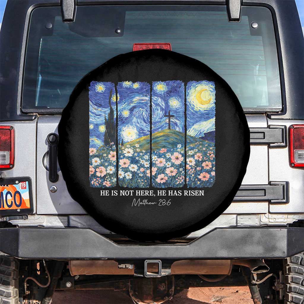 He is Risen Spare Tire Cover Christian Easter Starry Night Van Gogh TS14 No hole Black Print Your Wear