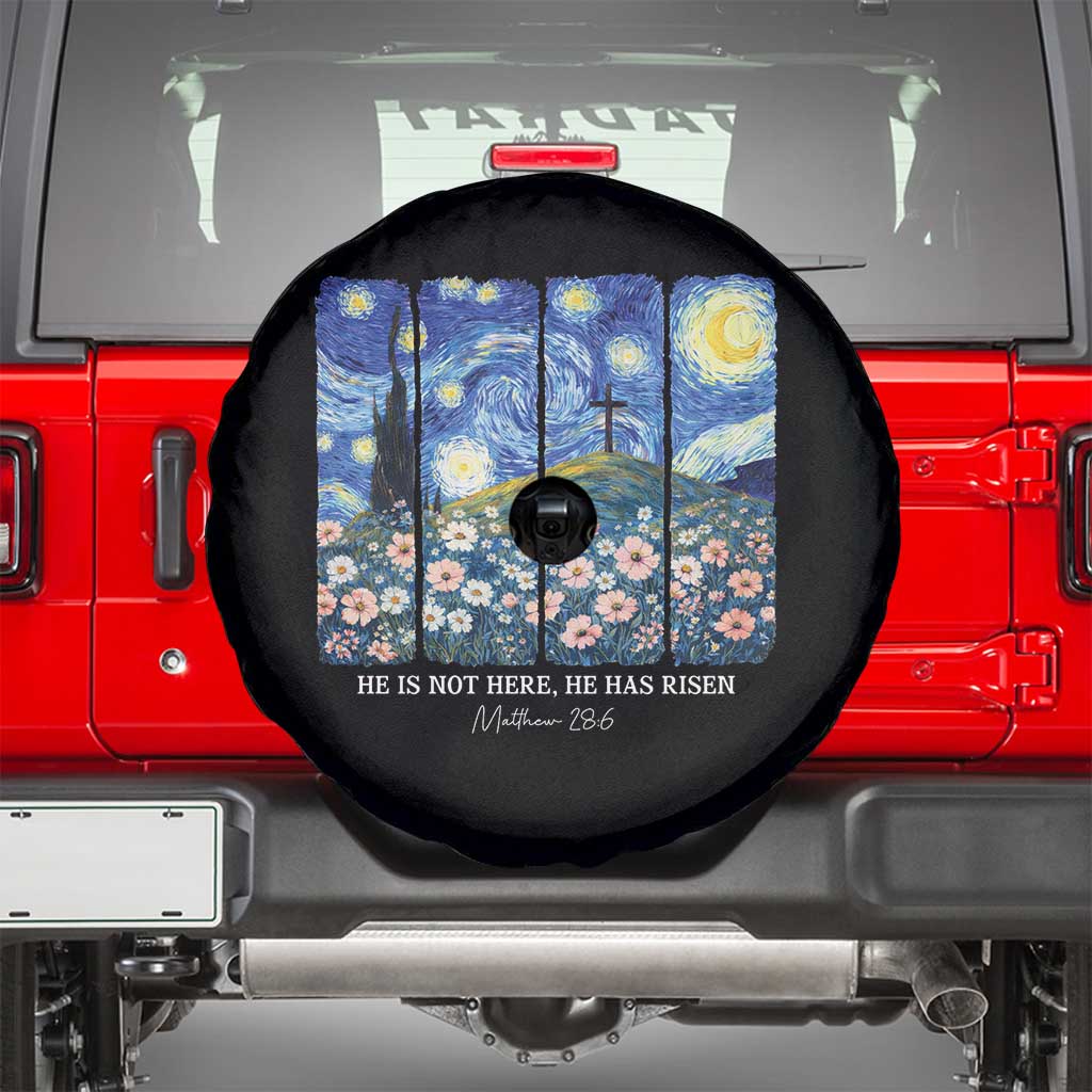 He is Risen Spare Tire Cover Christian Easter Starry Night Van Gogh TS14 Black Print Your Wear