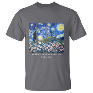 He is Risen T Shirt Christian Easter Starry Night Van Gogh TS14 Charcoal Print Your Wear