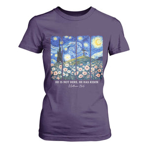 He is Risen T Shirt For Women Christian Easter Starry Night Van Gogh TS14 Purple Print Your Wear