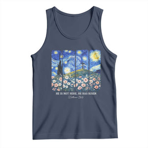 He is Risen Tank Top Christian Easter Starry Night Van Gogh TS14 Navy Print Your Wear