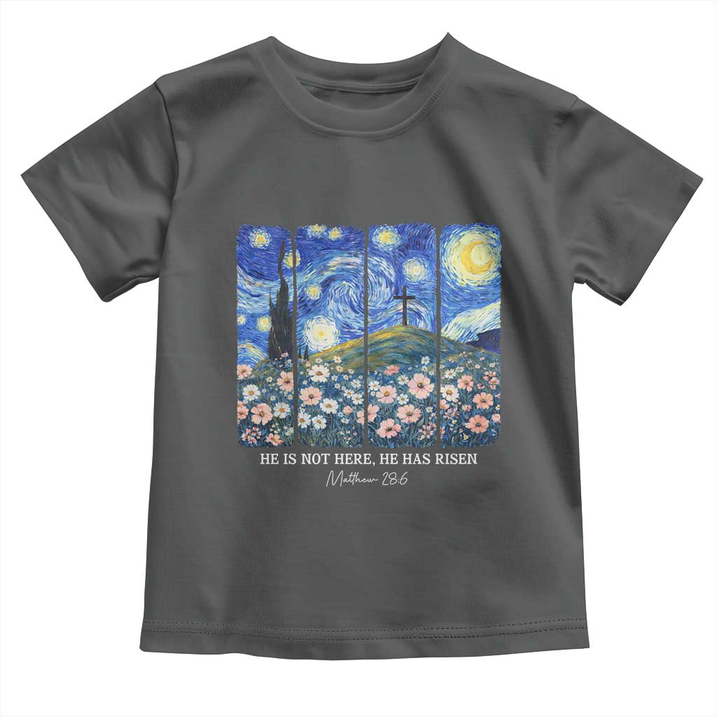 He is Risen Toddler T Shirt Christian Easter Starry Night Van Gogh TS14 Dark Heather Print Your Wear