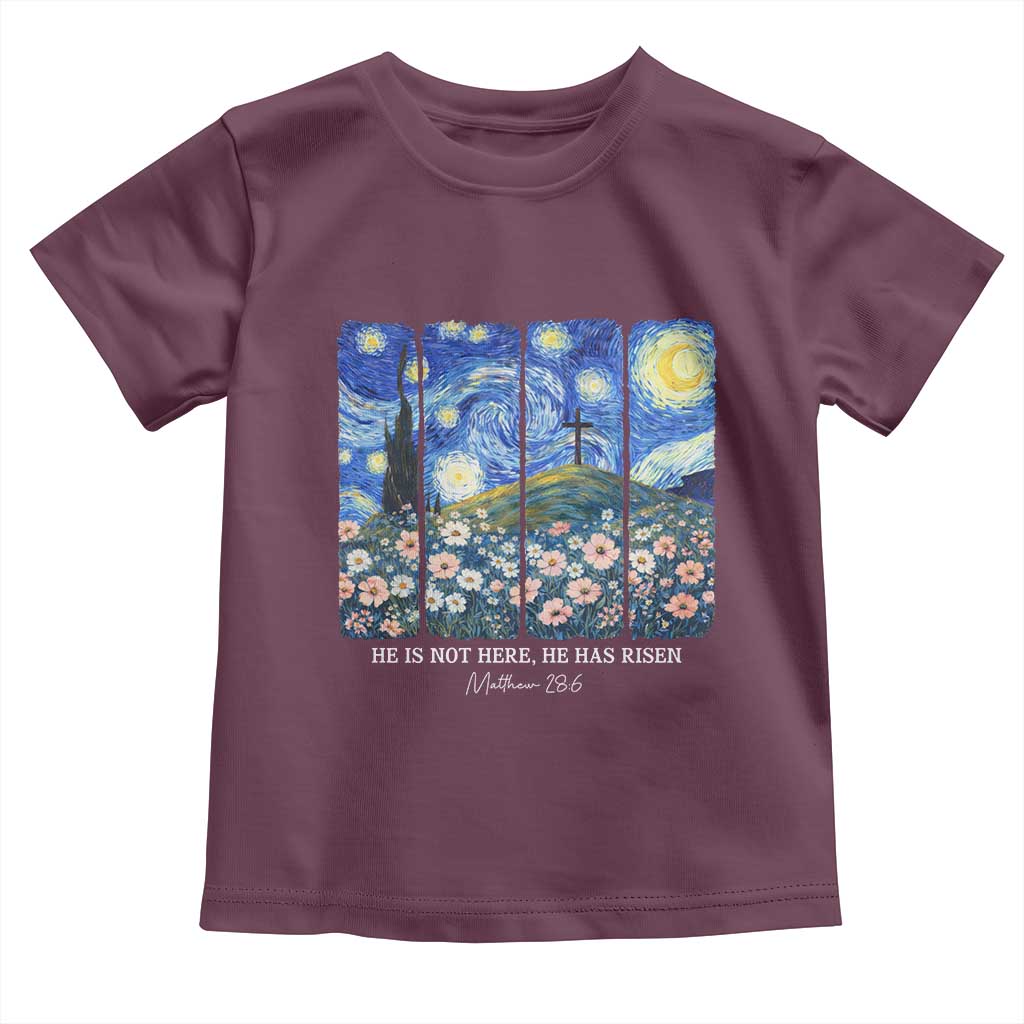 He is Risen Toddler T Shirt Christian Easter Starry Night Van Gogh TS14 Maroon Print Your Wear