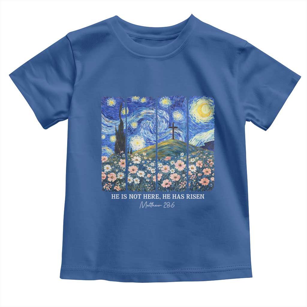 He is Risen Toddler T Shirt Christian Easter Starry Night Van Gogh TS14 Royal Blue Print Your Wear