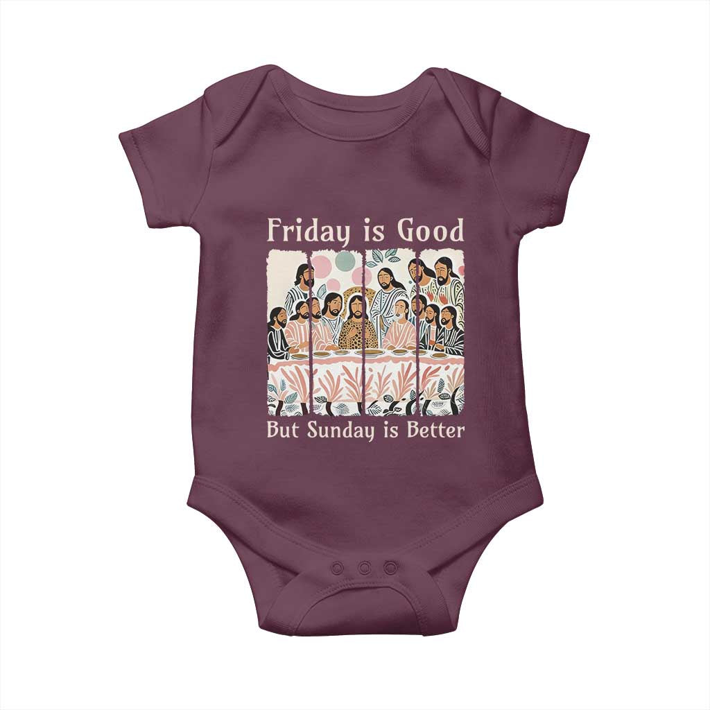 Friday is Good Sunday is Better Baby Onesie Christian Jesus Easter TS14 Maroon Print Your Wear