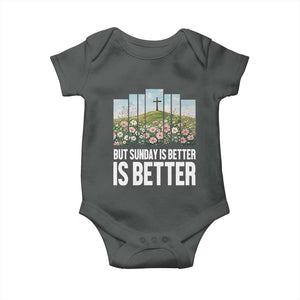 Friday is Good Sunday is Better Baby Onesie Christian Easter TS14 Dark Heather Print Your Wear