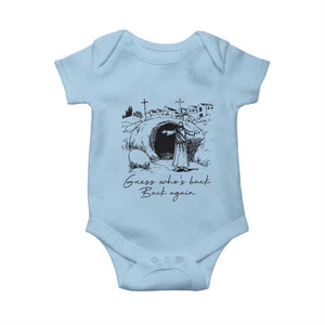 Guess Who's Back Back Again Baby Onesie Funny Easter Jesus Christian TS14 Light Blue Print Your Wear