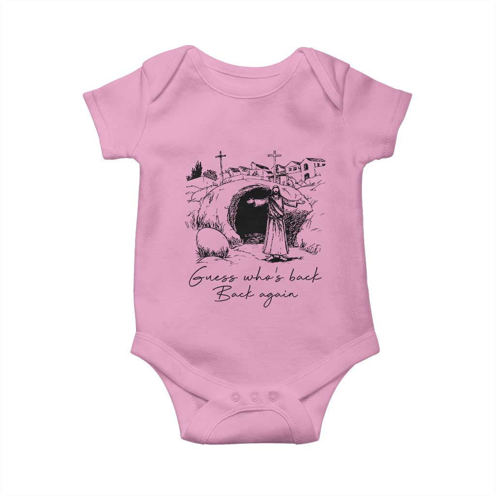 Guess Who's Back Back Again Baby Onesie Funny Easter Jesus Christian TS14 Light Pink Print Your Wear