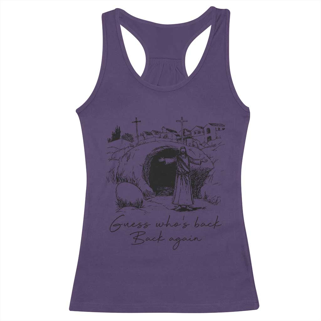 Guess Who's Back Back Again Racerback Tank Top Funny Easter Jesus Christian TS14 Purple Print Your Wear