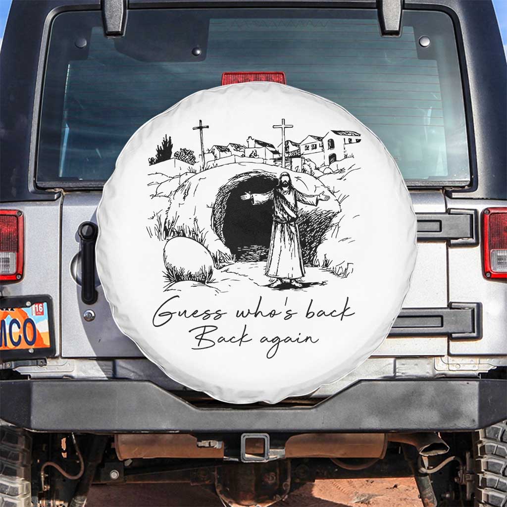 Guess Who's Back Back Again Spare Tire Cover Funny Easter Jesus Christian TS14 No hole White Print Your Wear