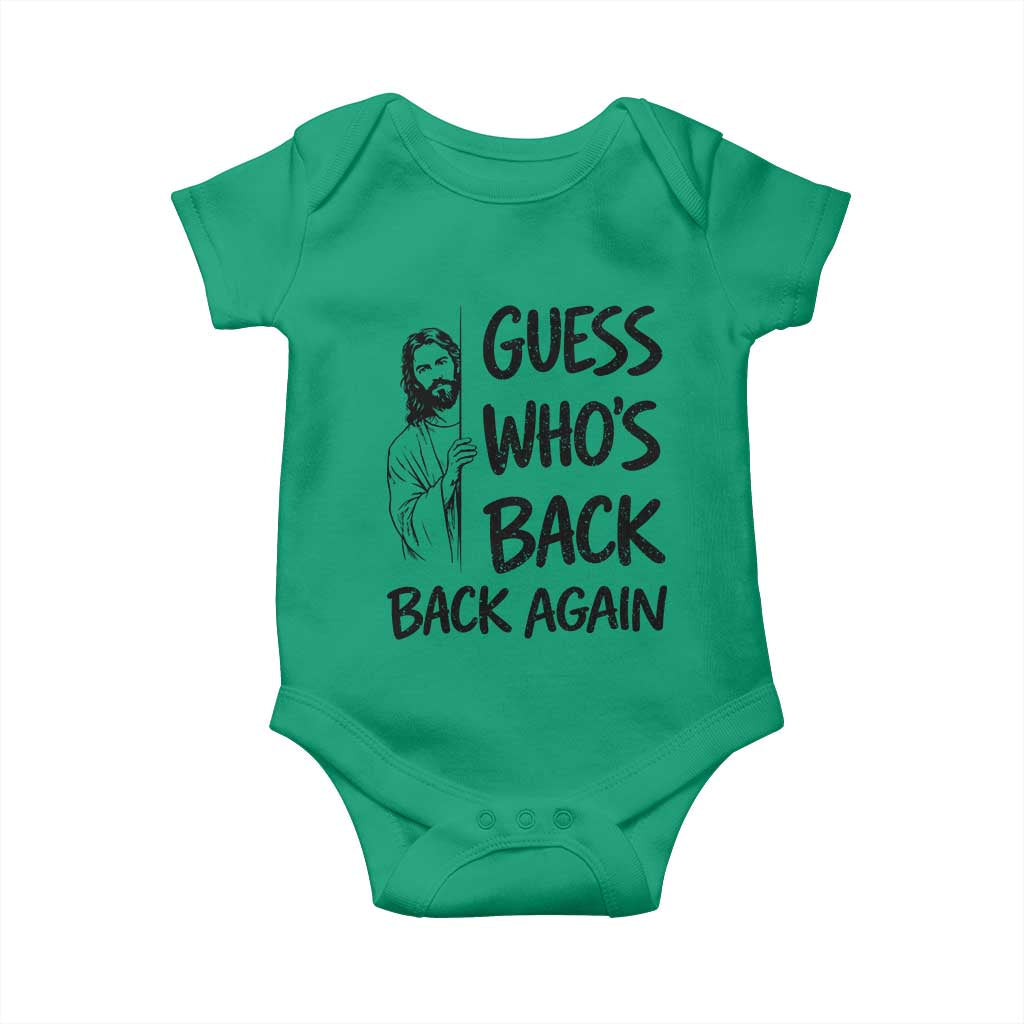 Funny Easter Jesus Baby Onesie Guess Who's Back Back Again TS14 Irish Green Print Your Wear