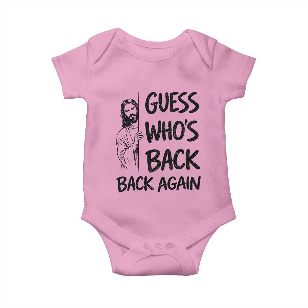 Funny Easter Jesus Baby Onesie Guess Who's Back Back Again TS14 Light Pink Print Your Wear