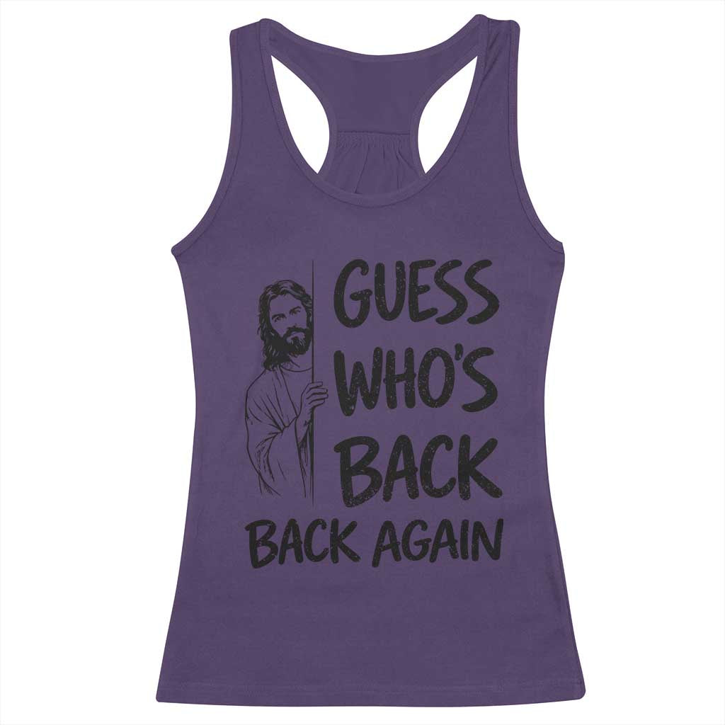 Funny Easter Jesus Racerback Tank Top Guess Who's Back Back Again TS14 Purple Print Your Wear