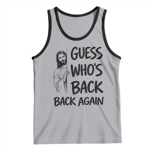 Funny Easter Jesus Tank Top Guess Who's Back Back Again TS14 Athletic Heather Black Print Your Wear