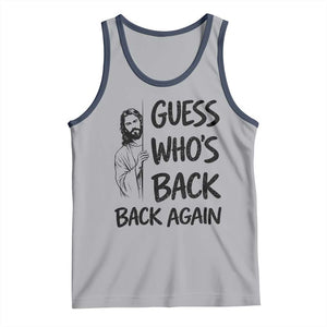 Funny Easter Jesus Tank Top Guess Who's Back Back Again TS14 Athletic Heather Navy Print Your Wear