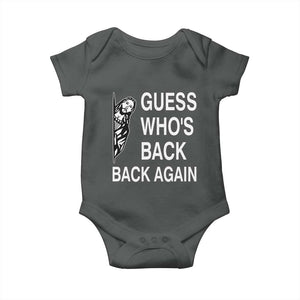 Guess Who's Back Back Again Baby Onesie Funny Easter Jesus Meme TS14 Dark Heather Print Your Wear
