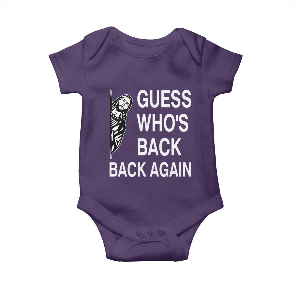 Guess Who's Back Back Again Baby Onesie Funny Easter Jesus Meme TS14 Purple Print Your Wear