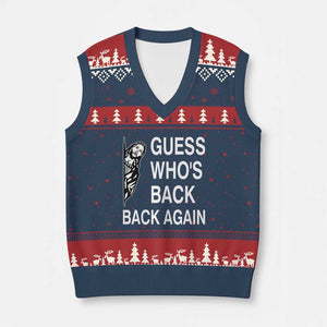 Guess Who's Back Back Again V-Neck Knit Sweater Vest Funny Easter Jesus Meme TS14 Navy Red Print Your Wear