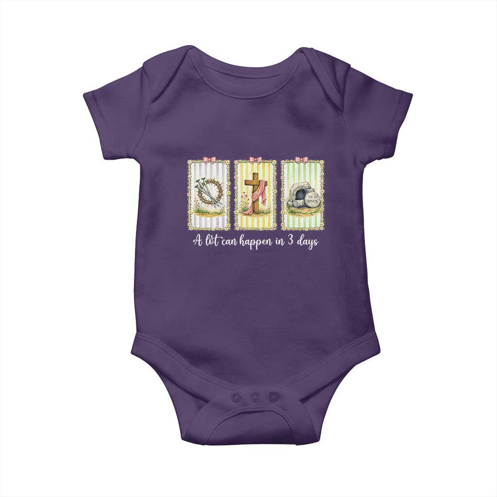 A Lot Can Happen in 3 Days Baby Onesie Christian Jesus Easter TS14 Purple Print Your Wear