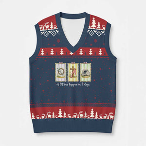A Lot Can Happen in 3 Days V-Neck Knit Sweater Vest Christian Jesus Easter TS14 Navy Red Print Your Wear