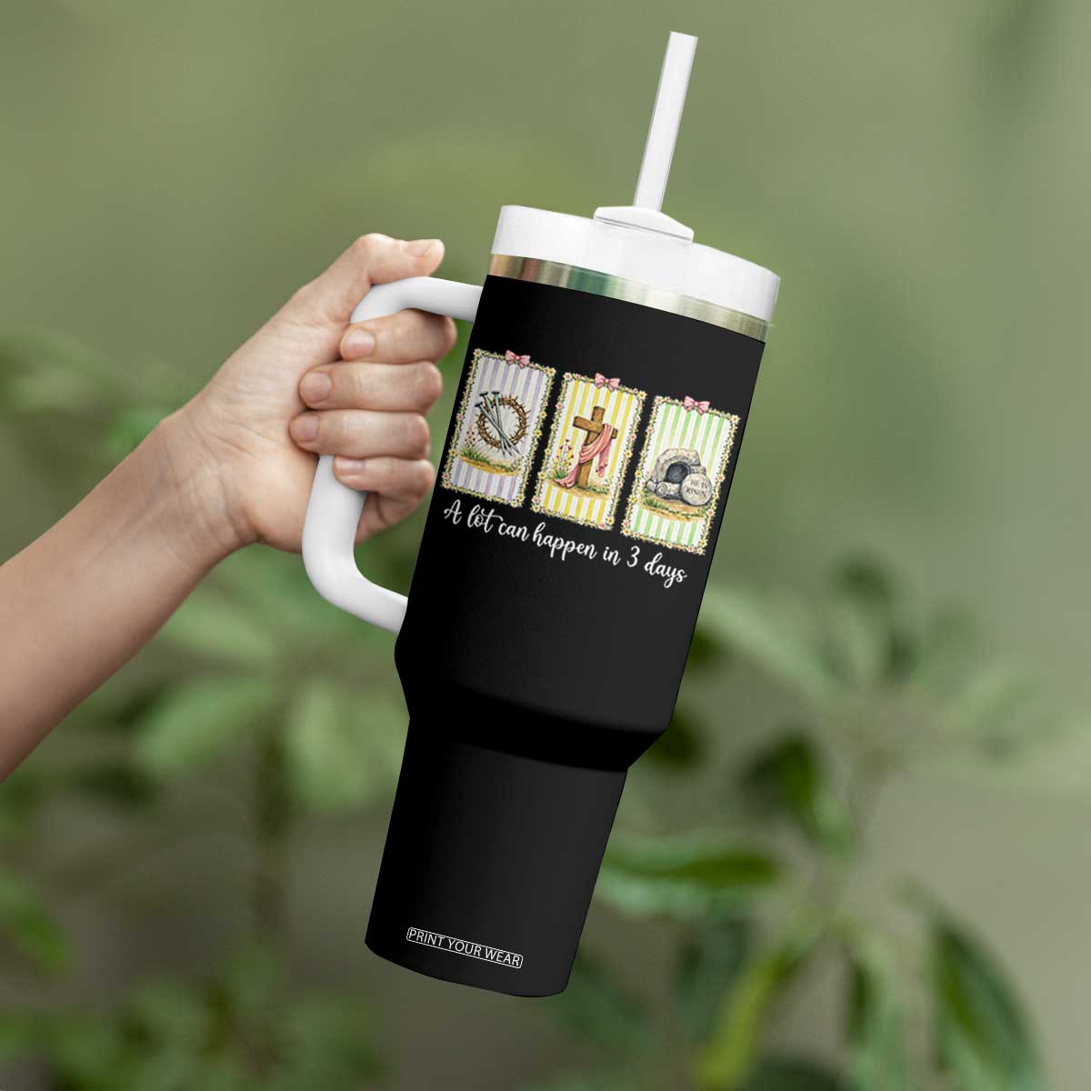 A Lot Can Happen in 3 Days Tumbler With Handle Christian Jesus Easter TS14 Print Your Wear