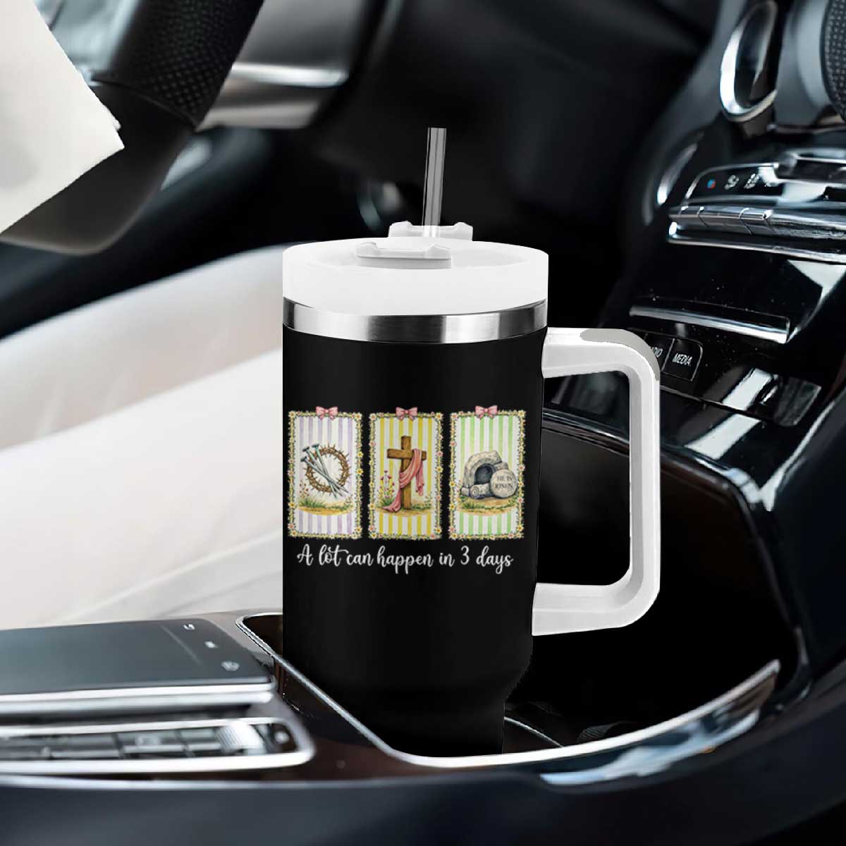 A Lot Can Happen in 3 Days Tumbler With Handle Christian Jesus Easter TS14 Print Your Wear