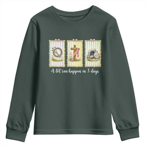 A Lot Can Happen in 3 Days Youth Sweatshirt Christian Jesus Easter TS14 Dark Forest Green Print Your Wear