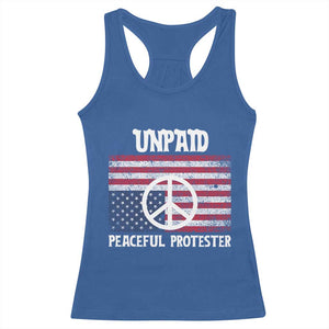 Unpaid Peaceful Protester Racerback Tank Top Peace Sign Anti War Patriotic US Flag TS14 Royal Blue Print Your Wear