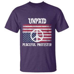 Unpaid Peaceful Protester T Shirt Peace Sign Anti War Patriotic US Flag TS14 Purple Print Your Wear