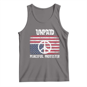 Unpaid Peaceful Protester Tank Top Peace Sign Anti War Patriotic US Flag TS14 Deep Heather Print Your Wear
