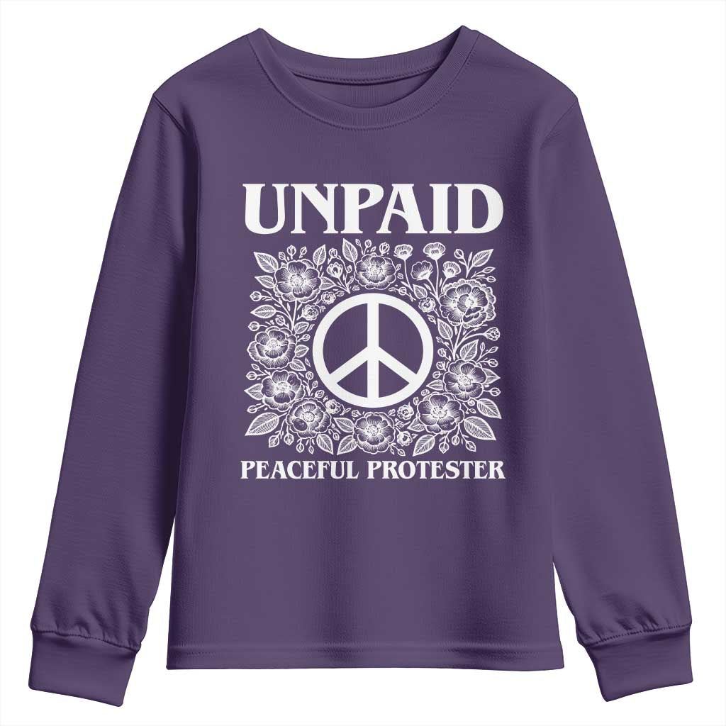 Unpaid Peaceful Protester Youth Sweatshirt Political Demonstration TS14 Purple Print Your Wear