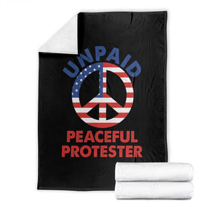 Unpaid Peaceful Protester Throw Blanket Peace Sign Patriotic US Flag Political Protest TS14 Black Print Your Wear