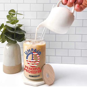Unpaid Peaceful Protester Glass Can Peace Sign Patriotic US Flag Political Protest TS14 Print Your Wear