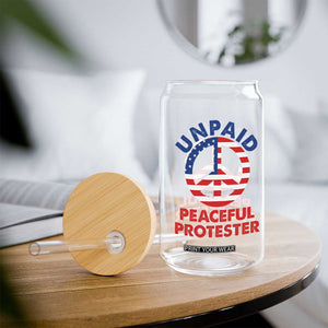 Unpaid Peaceful Protester Glass Can Peace Sign Patriotic US Flag Political Protest TS14 Print Your Wear
