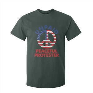 Unpaid Peaceful Protester T Shirt For Kid Peace Sign Patriotic US Flag Political Protest TS14 Dark Forest Green Print Your Wear