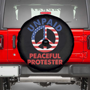 Unpaid Peaceful Protester Spare Tire Cover Peace Sign Patriotic US Flag Political Protest TS14 Black Print Your Wear
