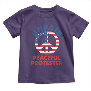 Unpaid Peaceful Protester Toddler T Shirt Peace Sign Patriotic US Flag Political Protest TS14 Purple Print Your Wear