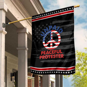 Unpaid Peaceful Protester Garden Flag Peace Sign Patriotic US Flag Political Protest TS14 Distressed Black Red Print Your Wear
