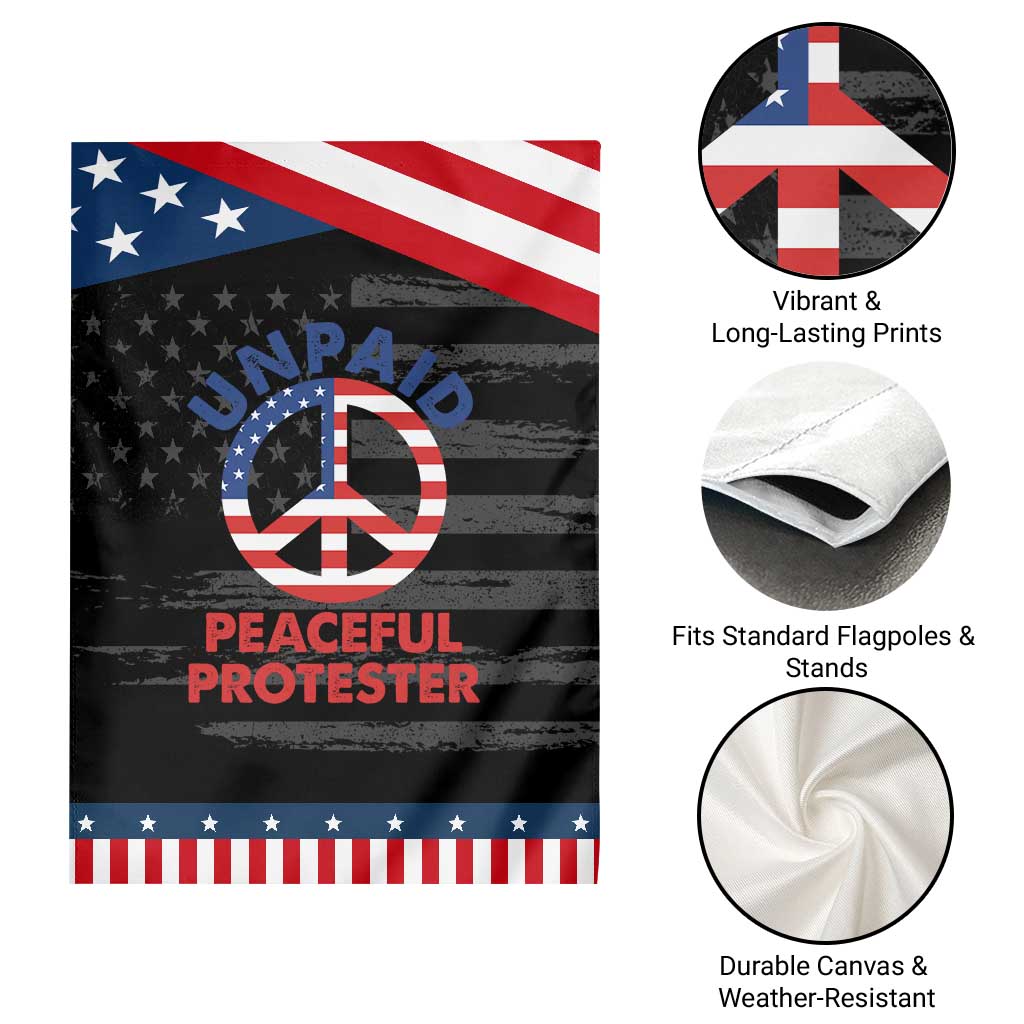 Unpaid Peaceful Protester Garden Flag Peace Sign Patriotic US Flag Political Protest TS14 Print Your Wear