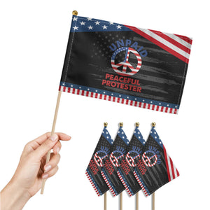 Unpaid Peaceful Protester Patriotic Handheld Flag Peace Sign US Flag Political Protest TS14 Print Your Wear